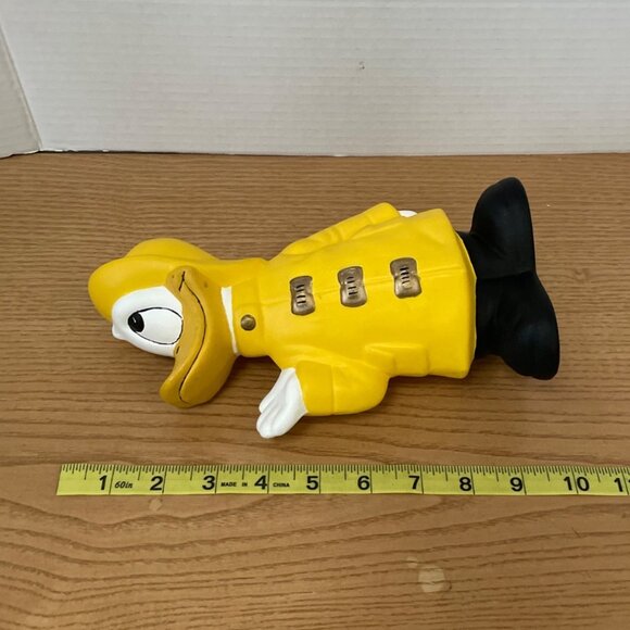 Vtg Donald Duck Ceramic Figurine Yellow Raincoat Black Boots Hand Painted Disney - Picture 9 of 9